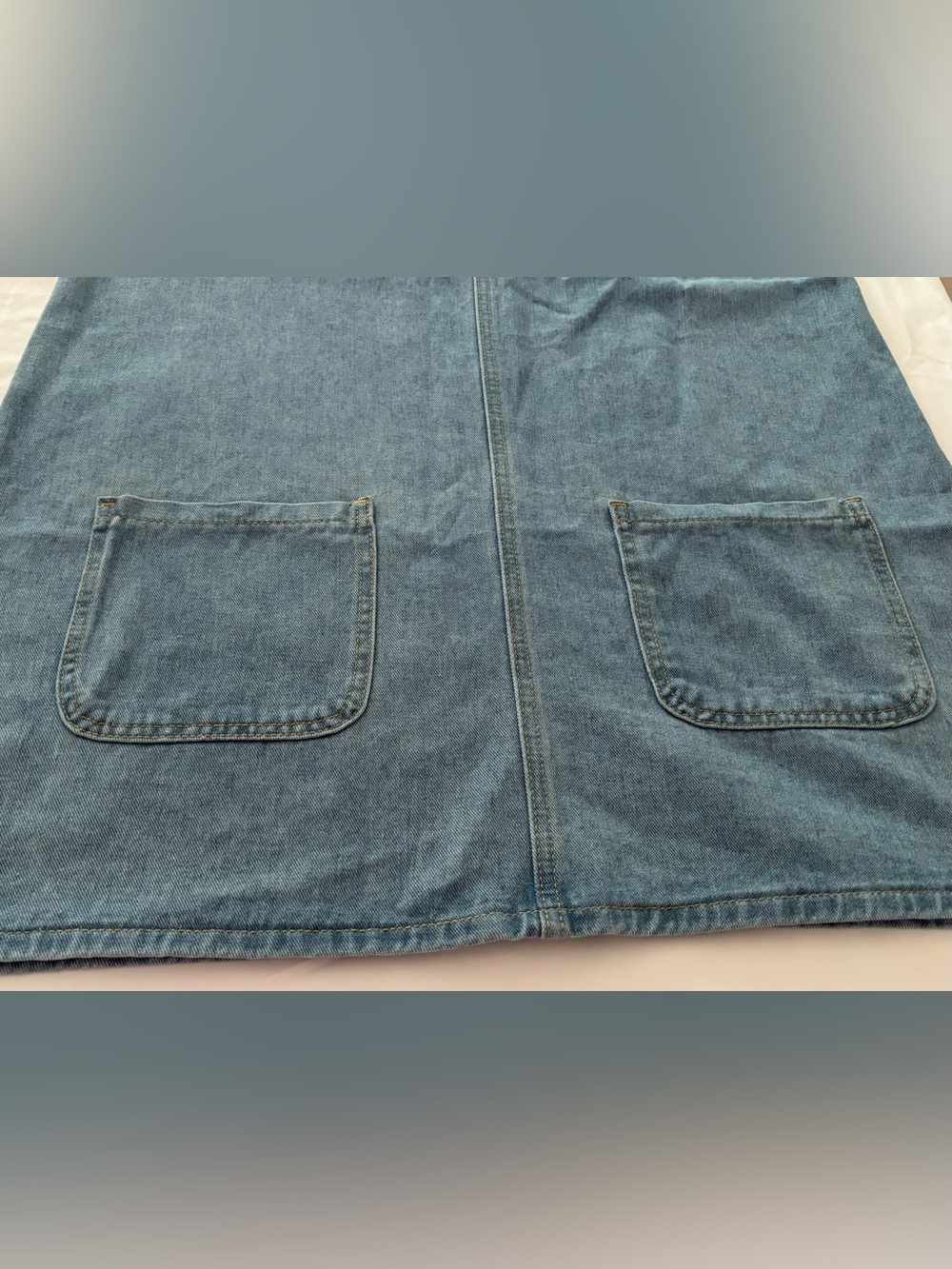 Vintage Style Denim Pinafore Overall Dress XL Blue Jean Shift Dress Pockets - Picture 5 of 5